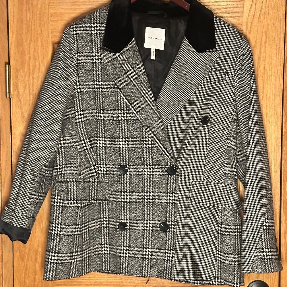 Avec Les Filles - Mixed Houndstooth Blazer - Size Large